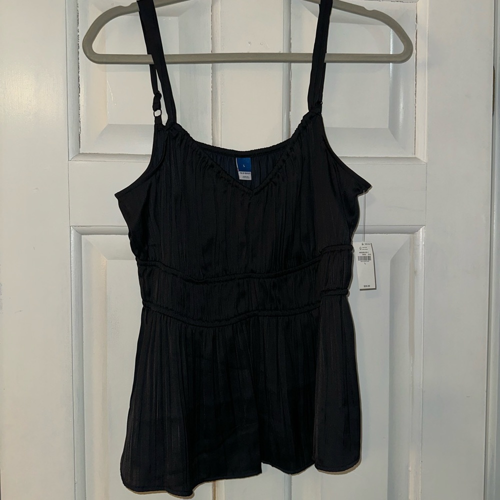 Old Navy Black Smocked Peplum Camisole